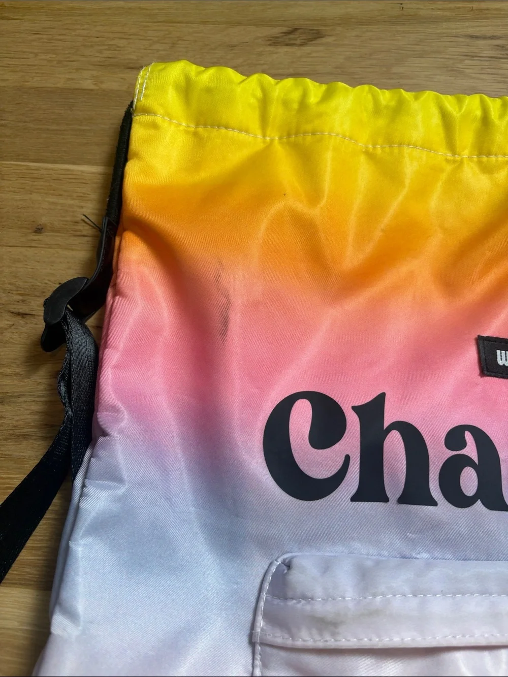 Wandf Charlotte Ombre Drawstring Backpack in Yellow Pink Blue